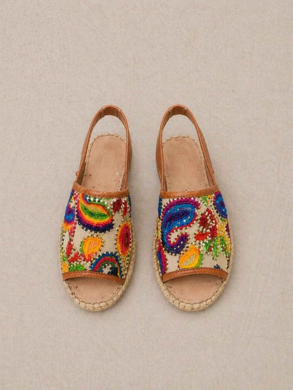 Eric Michael Betty Sandals Women’s EU 37 US 6.5 Boho Embroidered Slingback Espad